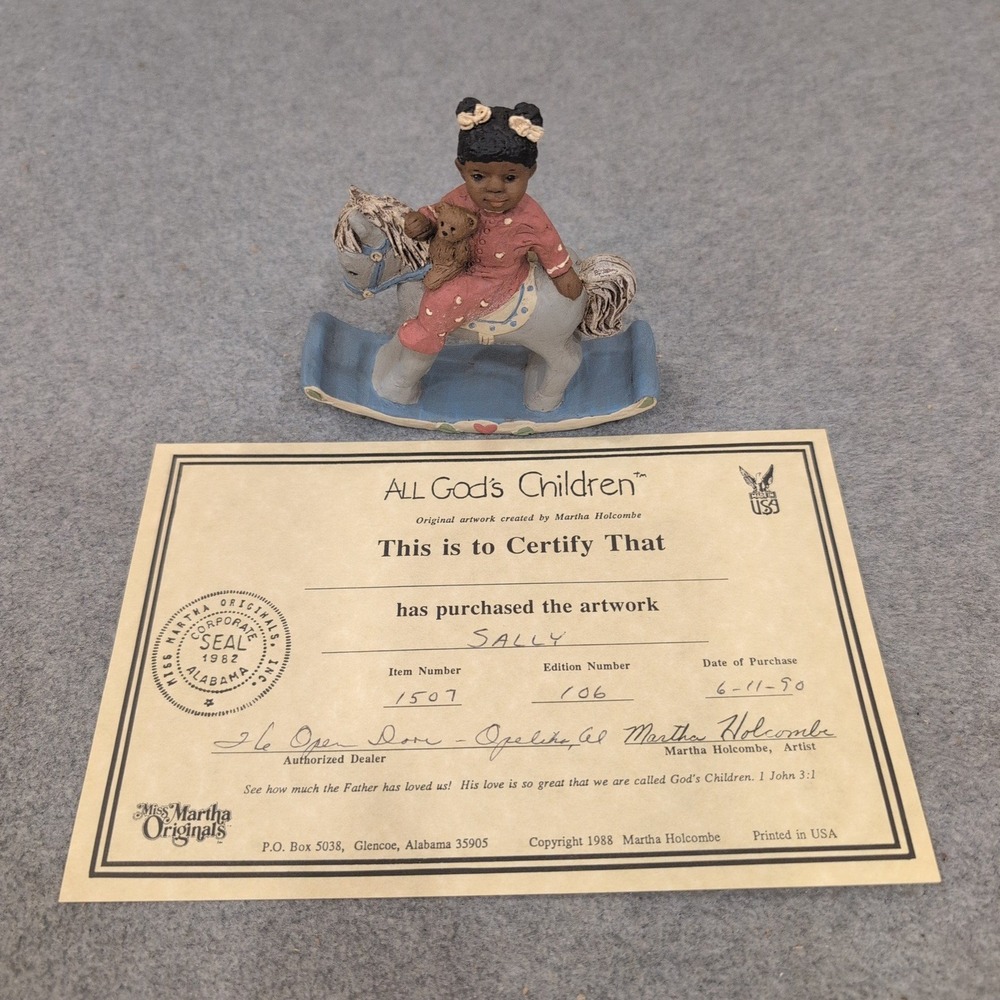 All Gods Children Sally Rocking Horse Figurine Martha Holcombe COA 1507 - Picture 8 of 8